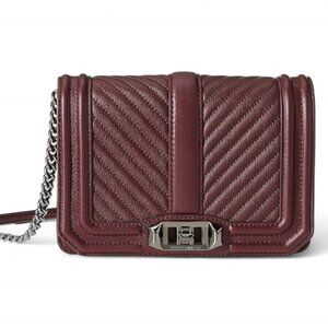 NWT Rebecca Minkoff Women's Chevron Quilted Love Crossbody Bag Garnet
